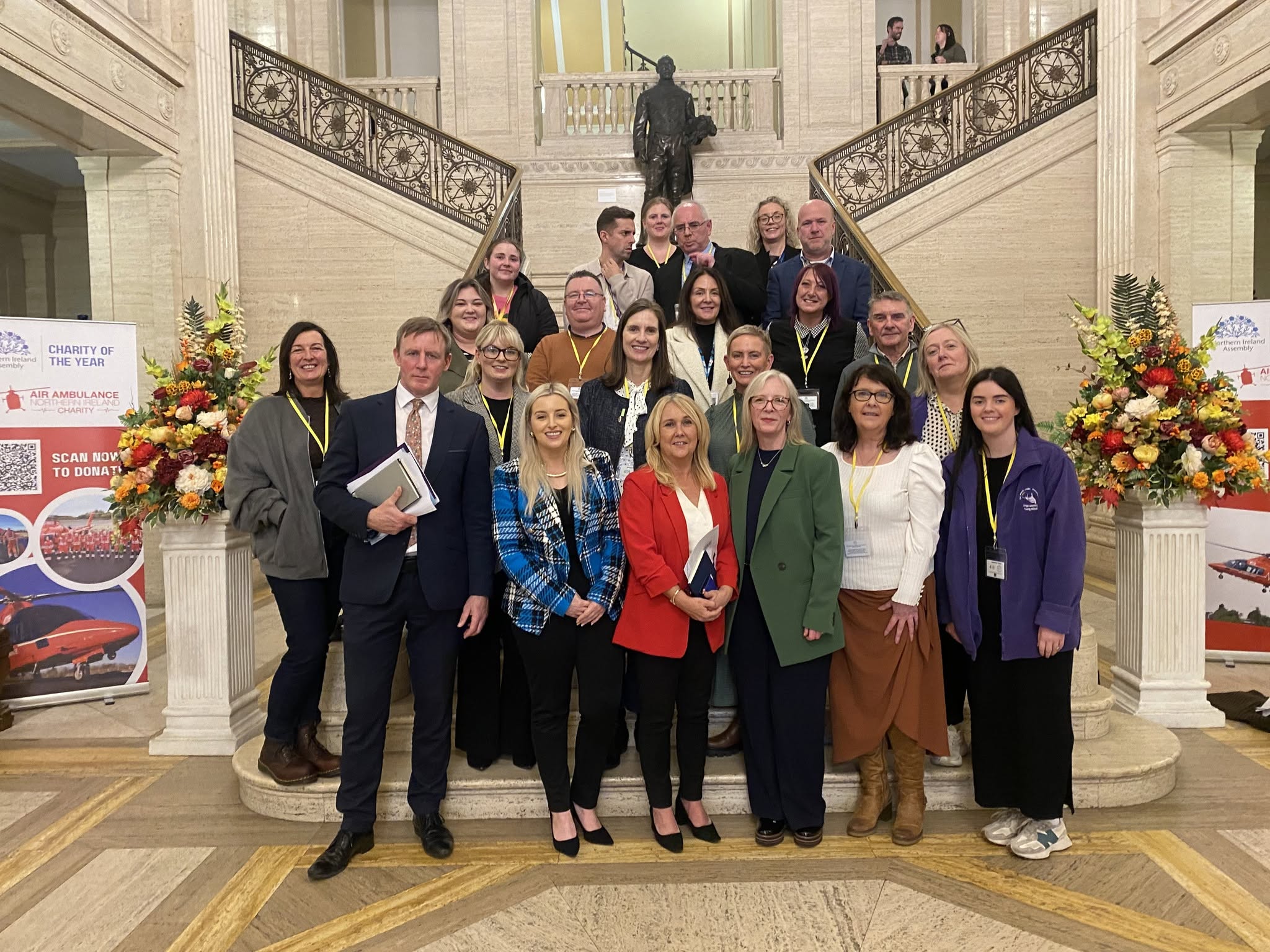 Niamh Louise Foundation team and community representatives at Parliament Buildings, Stormont